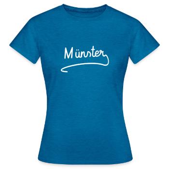 Münster - Frauen T-Shirt - Antikblaues Saphir meliert - Vorne - AI Model Female 172 dark (172cm)