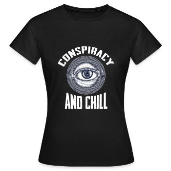 Funny Conspiracy &Chill Illuminati Conspiration - T-shirt Femme - noir - Devant - AI Model Female 172 dark (172cm)