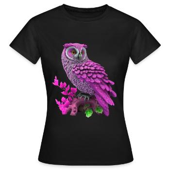 Owl, eagle owl, owl pink - Women's T-Shirt - black - Front - AI Model Female 172 dark (172cm)