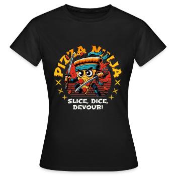 PIZZA NINJA SLICE, DICE, DEVOUR! - Women's T-Shirt - black - Front - AI Model Female 172 dark (172cm)