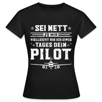 Lustiges Piloten - Frauen T-Shirt - Schwarz - Vorne - AI Model Female 172 dark (172cm)