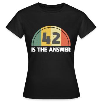 Answer 42 - Women's T-Shirt - black - Front - AI Model Female 172 dark (172cm)