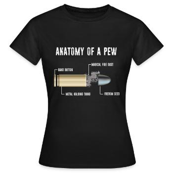 Anatomy of a pew Schusswaffe Schützenverein - Frauen T-Shirt - Schwarz - Vorne - AI Model Female 172 dark (172cm)