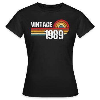 34ème Anniversaire Femme Homme Millésime 1989 34 ans - T-shirt Femme - noir - Devant - AI Model Female 172 dark (172cm)