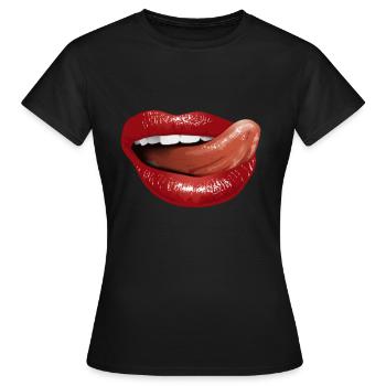 Zunge Mund MUNDSCHUTZ GESCHENKIDEE - Frauen T-Shirt - Schwarz - Vorne - AI Model Female 172 dark (172cm)