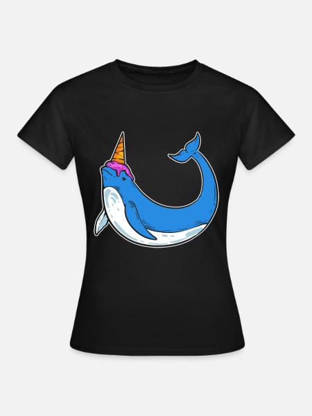 Eiscreme Narwhal Naschkatze Gift - Frauen T-Shirt - Schwarz