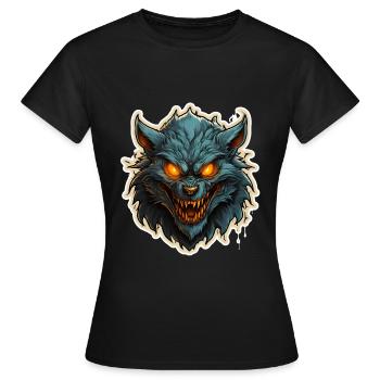 Loup-garou d’Halloween - T-shirt Femme - noir - Devant - AI Model Female 172 dark (172cm)