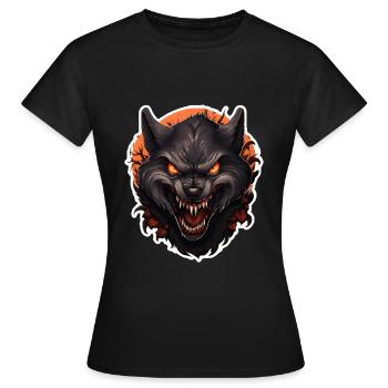 Loup-garou d’Halloween - T-shirt Femme - noir - Devant - AI Model Female 172 dark (172cm)