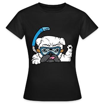 Bulldogge Tauchen. Hund Elternteil. Gift - Frauen T-Shirt - Schwarz - Vorne - AI Model Female 172 dark (172cm)