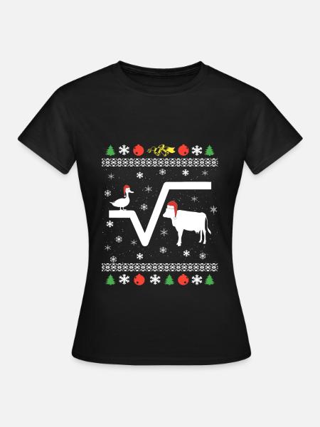 Duck Root Cow Math Nerd Ugly Christmas - Women's T-Shirt - black