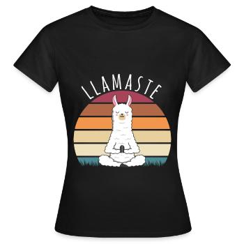 Llamaste Vintage Alpaka Retro Lama Yoga Méditation - T-shirt Femme - noir - Devant - AI Model Female 172 dark (172cm)