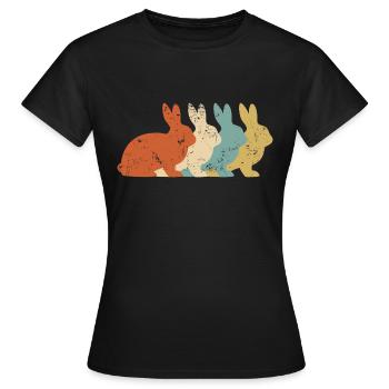 Hase Retro Kaninchen Vintage Hasen - Frauen T-Shirt - Schwarz - Vorne - AI Model Female 172 dark (172cm)