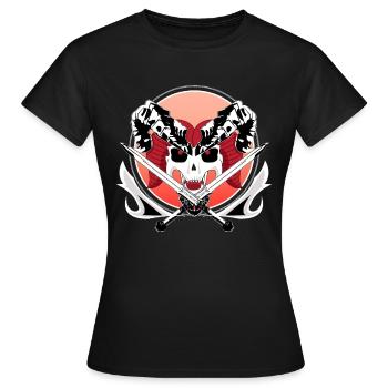 Krieger Totenkopf - Frauen T-Shirt - Schwarz - Vorne - AI Model Female 172 dark (172cm)