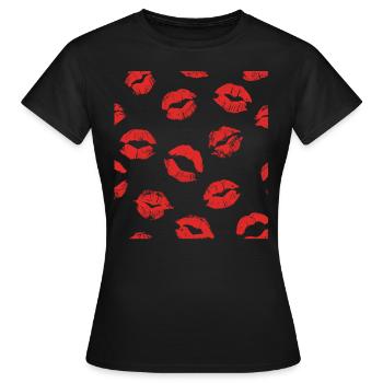 Baiser Baiser Bouche Lèvres Langue Amour - T-shirt Femme - noir - Devant - AI Model Female 172 dark (172cm)