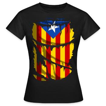 Drapeau de l’indépendance de la Catalogne. L’estelada - T-shirt Femme - noir - Devant - AI Model Female 172 dark (172cm)
