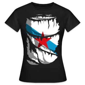 Drapeau de l’indépendance de la Galice - T-shirt Femme - noir - Devant - AI Model Female 172 dark (172cm)