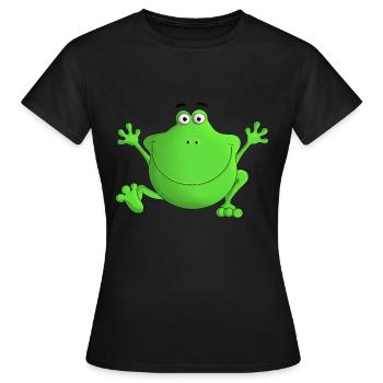 Frosch - Lach doch mal - Frauen T-Shirt - Schwarz - Vorne - AI Model Female 172 dark (172cm)