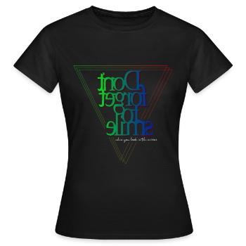 N’oubliez pas de sourire - Miroir inversé - T-shirt Femme - noir - Devant - AI Model Female 172 dark (172cm)