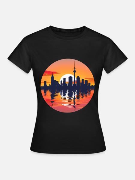 Gelsenkirche Skyline - Frauen T-Shirt - Schwarz