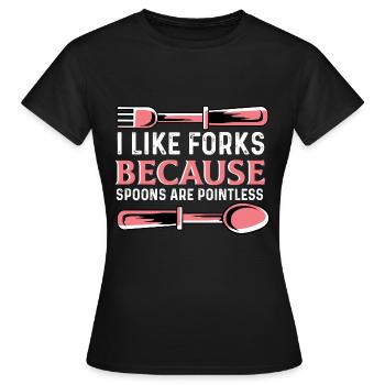 Spoons are pointless Special Gift - Women's T-Shirt - black - Front - AI Model Female 172 dark (172cm)