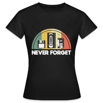 Never Forget Retro Vintage - Frauen T-Shirt - Schwarz - Vorne - AI Model Female 172 dark (172cm)