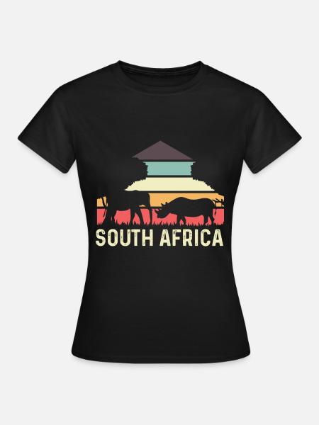 Südafrika Rhino Afro Gift - Frauen T-Shirt - Schwarz