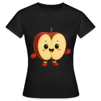 Apfel - Frauen T-Shirt - Schwarz - Vorne - AI Model Female 172 dark (172cm)
