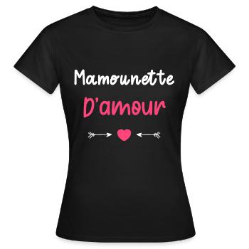 Mamounette d'amour - T-shirt Femme - noir - Devant - AI Model Female 172 dark (172cm)