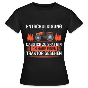 Ich habe einen Traktor gesehen - Frauen T-Shirt - Schwarz - Vorne - AI Model Female 172 dark (172cm)