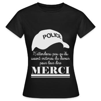 Victime Devoir Policier Fond N - T-shirt Femme - noir - Devant - AI Model Female 172 dark (172cm)