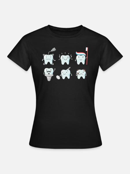 Zahn Zähne Zahnarzt Zahnarzthelferinnen Geschenk - Frauen T-Shirt - Schwarz