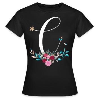 Prénom en C, initiale C, idée cadeau personnalisé - T-shirt Femme - noir - Devant - AI Model Female 172 dark (172cm)