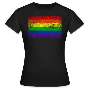 Drapeau arc-en-ciel Vintage - T-shirt Femme - noir - Devant - AI Model Female 172 dark (172cm)