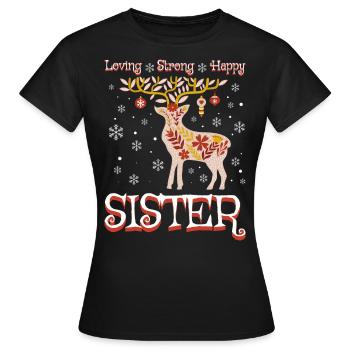 Christmas Reindeer Daughter Woman Sister - Women's T-Shirt - black - Front - AI Model Female 172 dark (172cm)