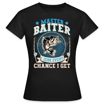 Maître Baiter Je branle chaque fois que j’ai l’occasion de pêcher - T-shirt Femme - noir - Devant - AI Model Female 172 dark (172cm)