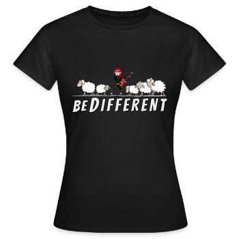Hardrock Schaf gitarist - wees anders - Vrouwen T-shirt - zwart - Voor - AI Model Female 172 dark (172cm)