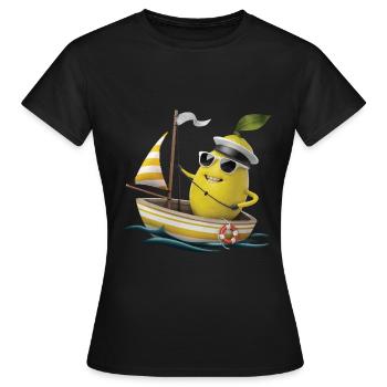 Obst Zitrone Bootfahren Geschenk - Frauen T-Shirt - Schwarz - Vorne - AI Model Female 172 dark (172cm)