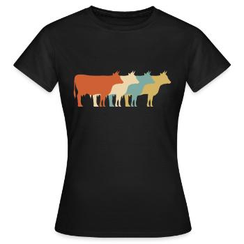 Vaches agriculteurs bovin vache vache bovins rétro - T-shirt Femme - noir - Devant - AI Model Female 172 dark (172cm)