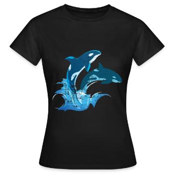 Wal Meeresbewohner Schwertwal Orca - Frauen T-Shirt - Schwarz - Vorne - AI Model Female 172 dark (172cm)