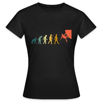 Klettern Evolution Retro Sportklettern Kletterer - Frauen T-Shirt - Schwarz - Vorne - AI Model Female 172 dark (172cm)