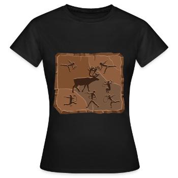 Hirsch Steinzeit - Frauen T-Shirt - Schwarz - Vorne - AI Model Female 172 dark (172cm)