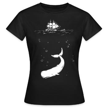 Moby Dick avec bateau - T-shirt Femme - noir - Devant - AI Model Female 172 dark (172cm)