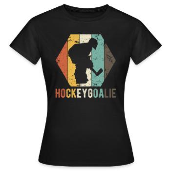 Gardien de but de hockey rétro Gardien de but de hockey - T-shirt Femme - noir - Devant - AI Model Female 172 dark (172cm)