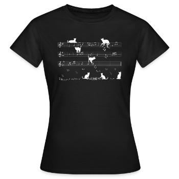 Katzen Musiknoten Notenblatt Musiker - Frauen T-Shirt - Schwarz - Vorne - AI Model Female 172 dark (172cm)