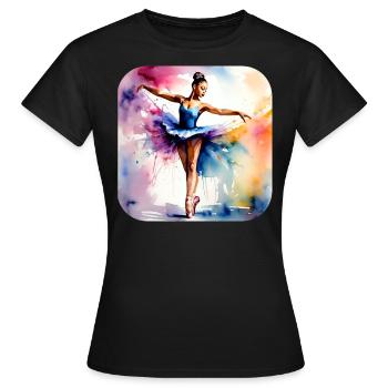 Prima Ballerina mit bunten Farben - Frauen T-Shirt - Schwarz - Vorne - AI Model Female 172 dark (172cm)