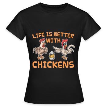Chicken chickens - Women's T-Shirt - black - Front - AI Model Female 172 dark (172cm)