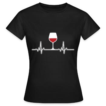EKG Herzschlag Weinglas Wein - Frauen T-Shirt - Schwarz - Vorne - AI Model Female 172 dark (172cm)