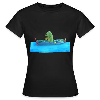 Hecht im Ruderboot - Frauen T-Shirt - Schwarz - Vorne - AI Model Female 172 dark (172cm)