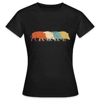 Wildschwein Jagd Wildsau Jagen Keiler Eber Retro - Frauen T-Shirt - Schwarz - Vorne - AI Model Female 172 dark (172cm)