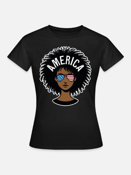 Amerika Afro - Frauen T-Shirt - Schwarz